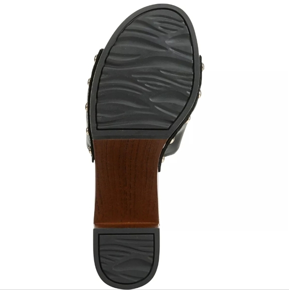 Franco Sarto Capri-Clog Slide Sandals Black Leather 6 - Picture 5 of 8